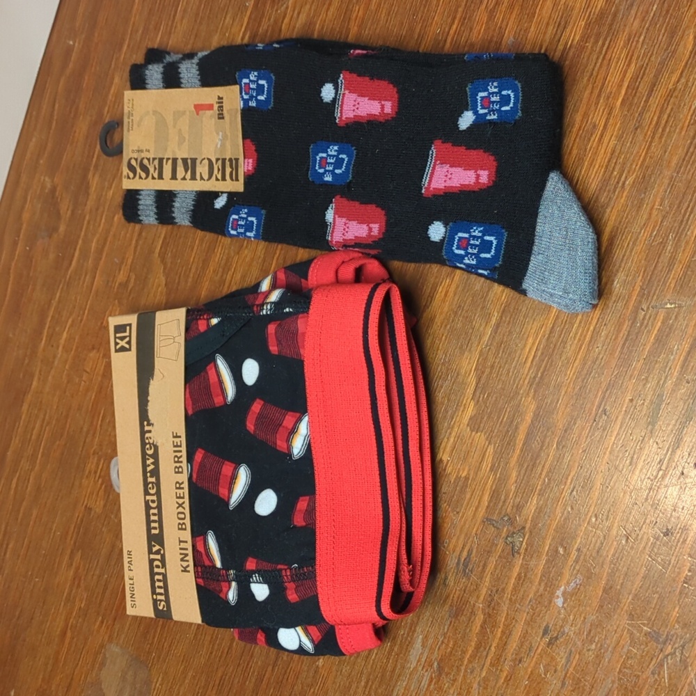 Red Cup Beer Pong Socks And Underwear Knit Boxer Brief Men's XL & Crew Socks